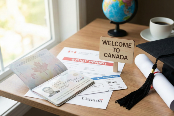 Canadian passport and study permit for international students